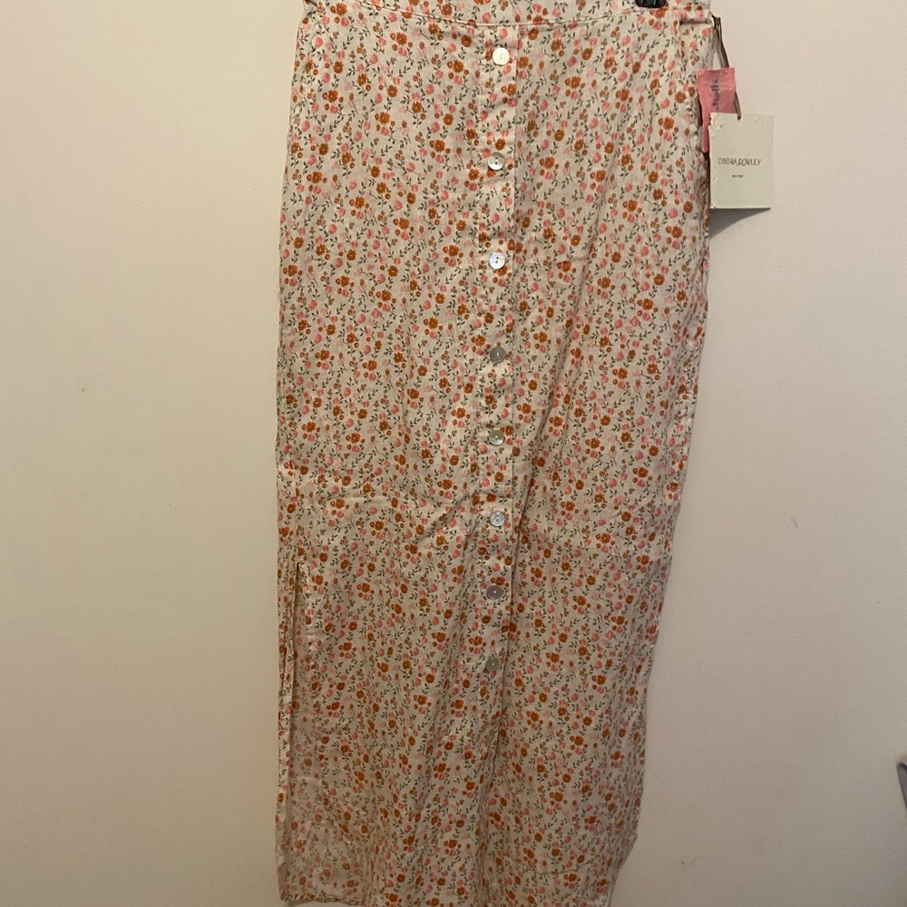 Cynthia Rowley Orange Floral Pencil Skirt